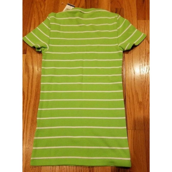 Polo Ralph Lauren Women Pony Logo Ribbed Scoop Neck T Shirt Green/White Size S - Picture 4 of 4